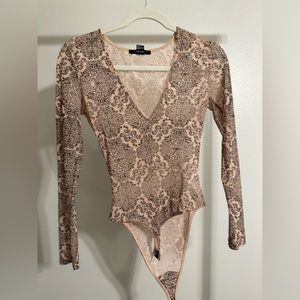 Semi see through long sleeve bodysuit forever 21 lace pattern